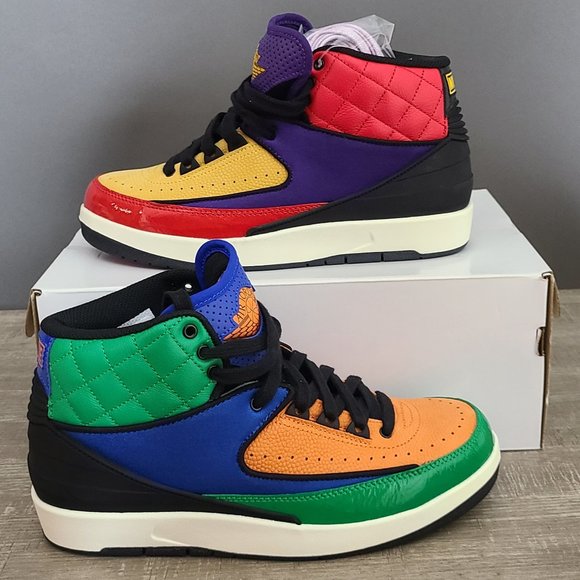 Nike Air Jordan 2 Retro Womens size 7.5 Multi-Color Red Yellow Blue Purple Green - Picture 4 of 17